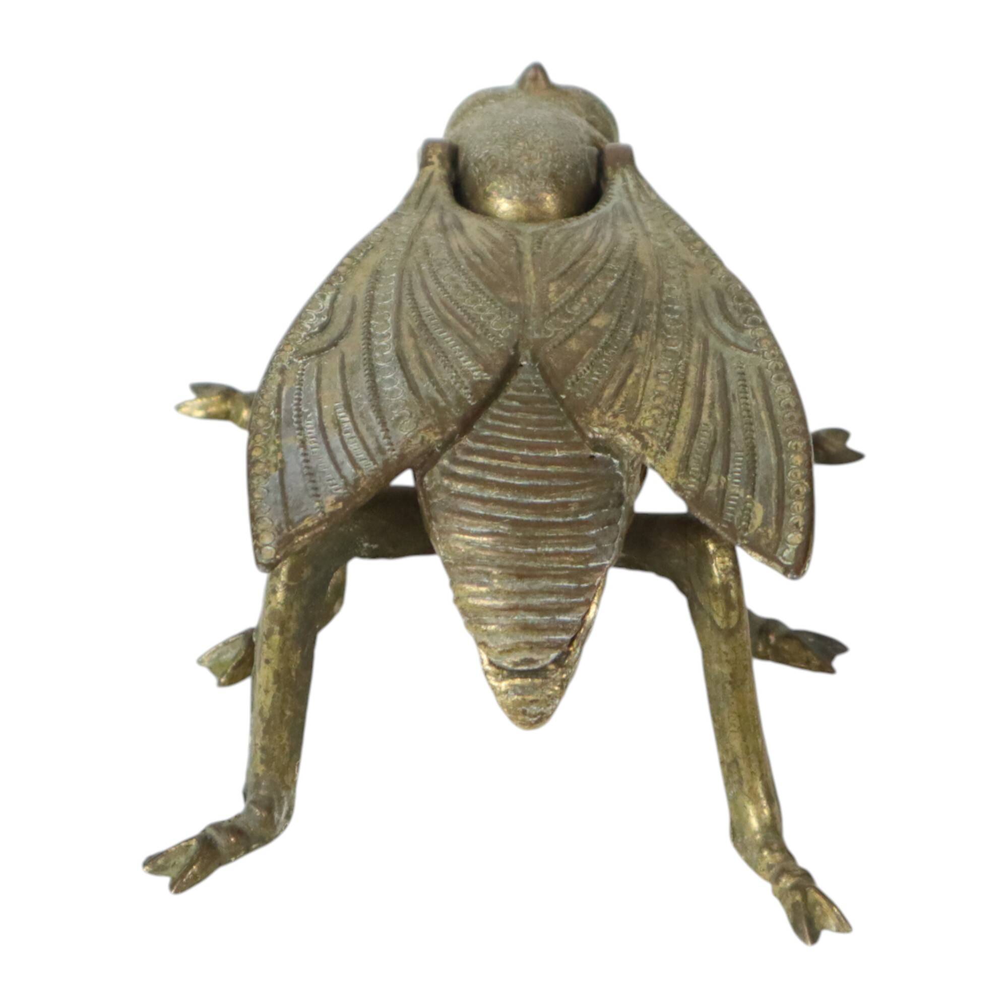 Vintage Copper Plated Fly Ashtray Figurine Italy 1960s