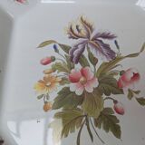 Set of 2 old square Charolles plates with flower pattern