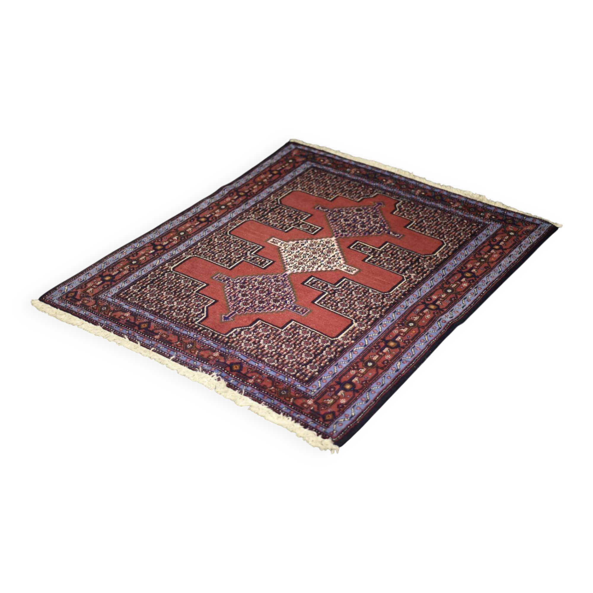 Vintage Hand-Woven Middle Eastern Oriental Senneh Rug, 1960s