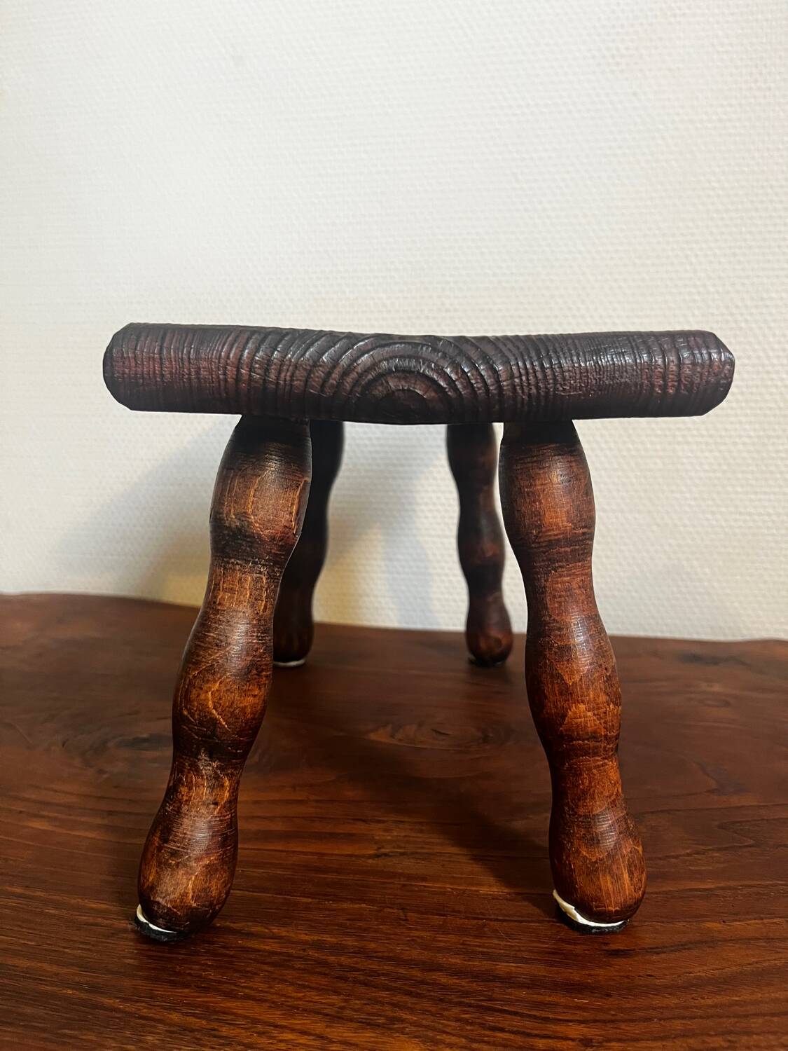 Duo of small benches, stools, wooden footrests from the 1950s