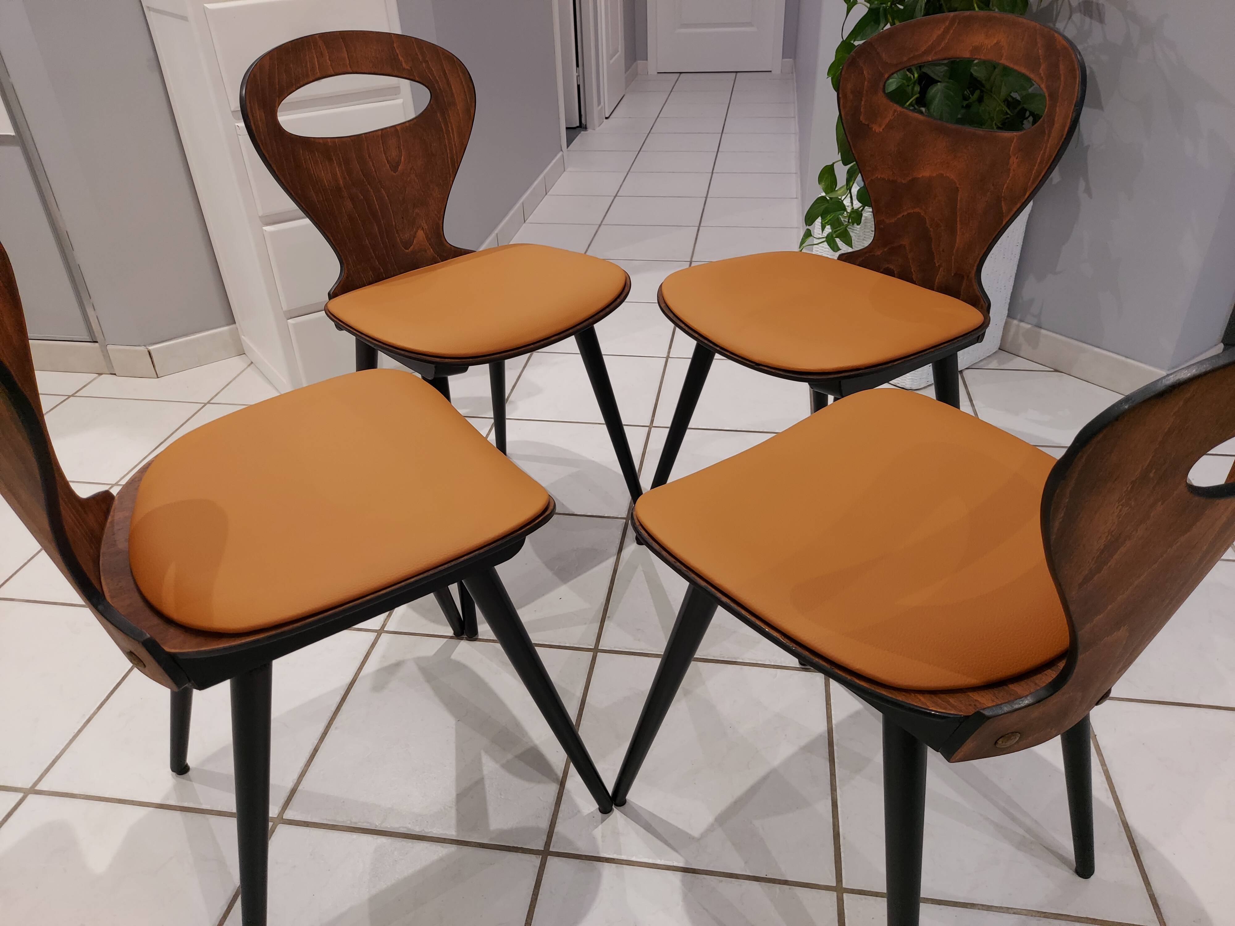 Suite of 4 chairs of Bistrot Baumann model Vintage Ant 1970s