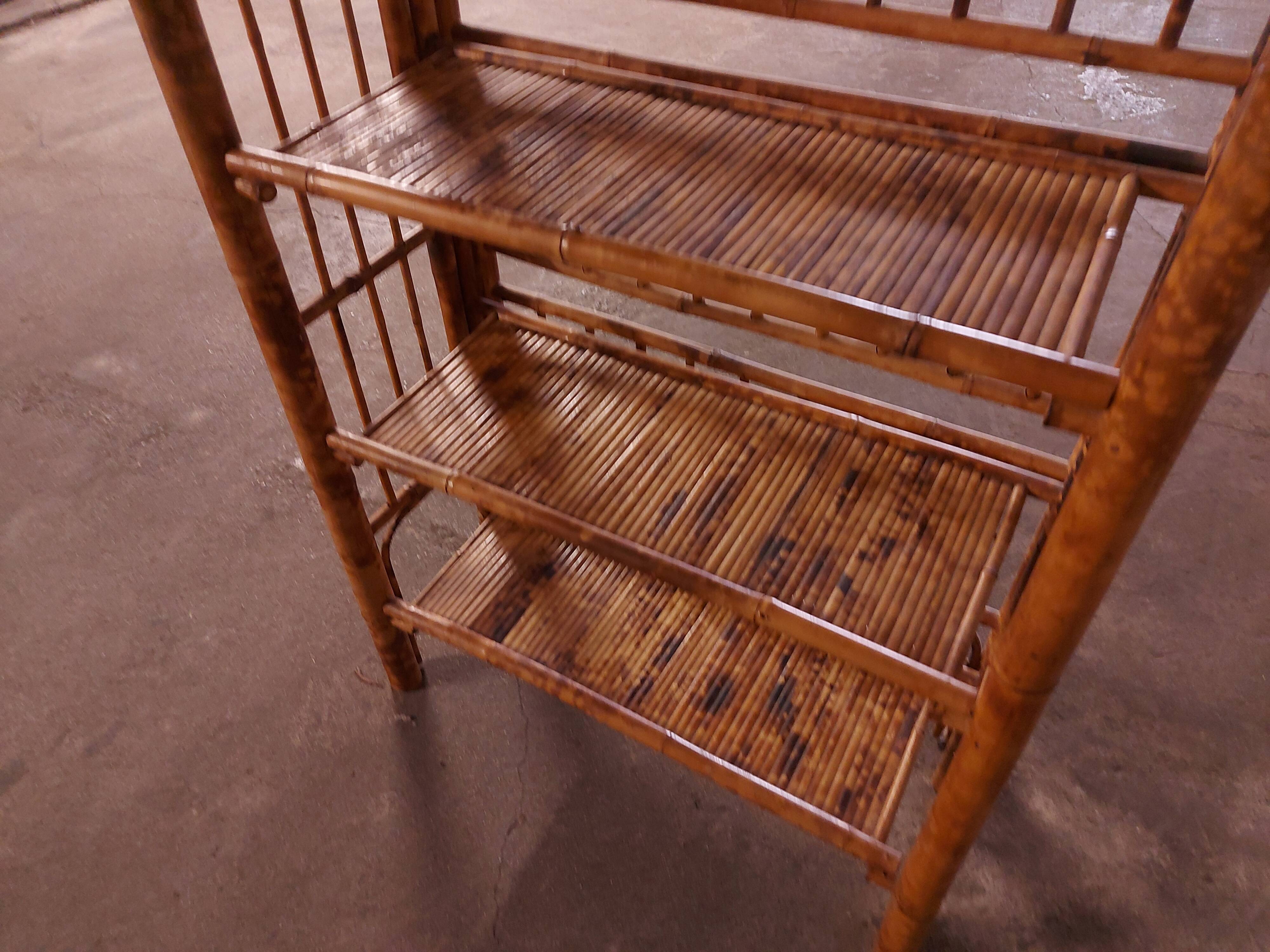 Vintage folding bamboo shelf