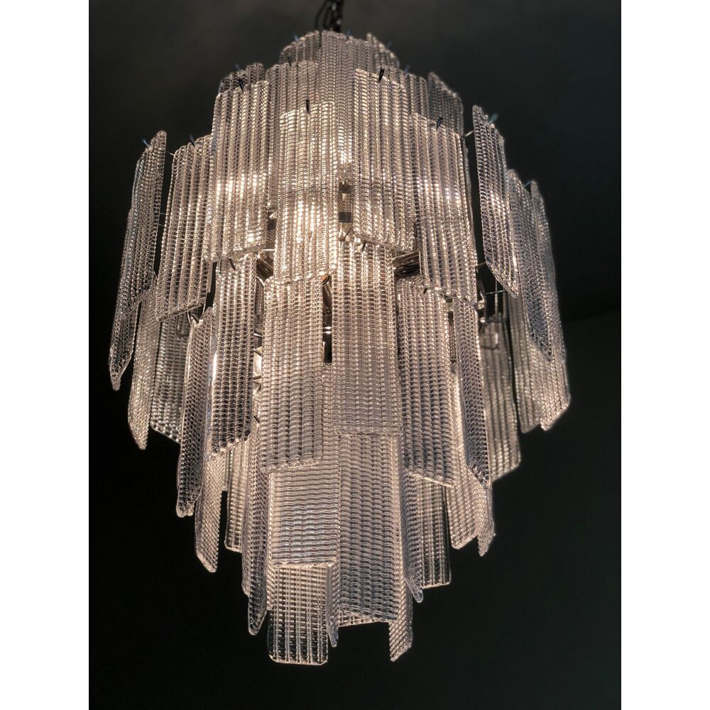 Transparent diamond strips “listelli” murano glass chandelier