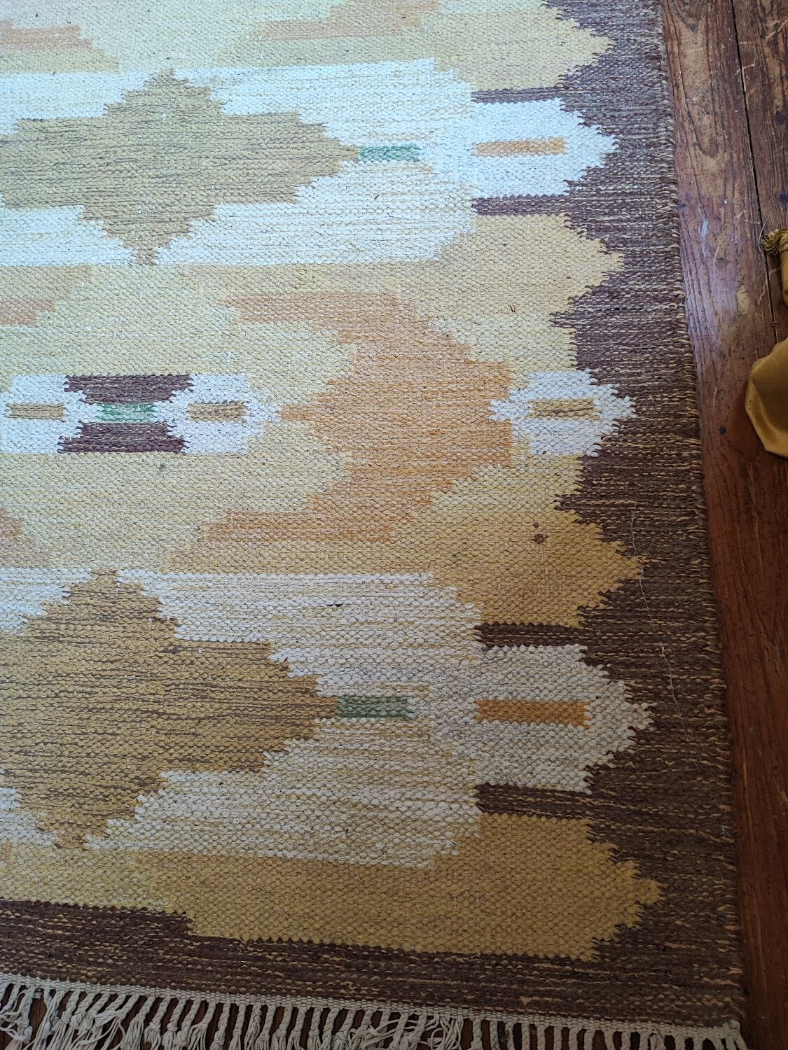 Vintage yellow Scandinavian kilim rug