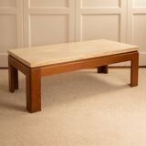 Wood & travertine coffee table - 1970