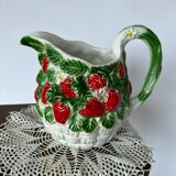 Pitcher carafe vintage slip pattern strawberries