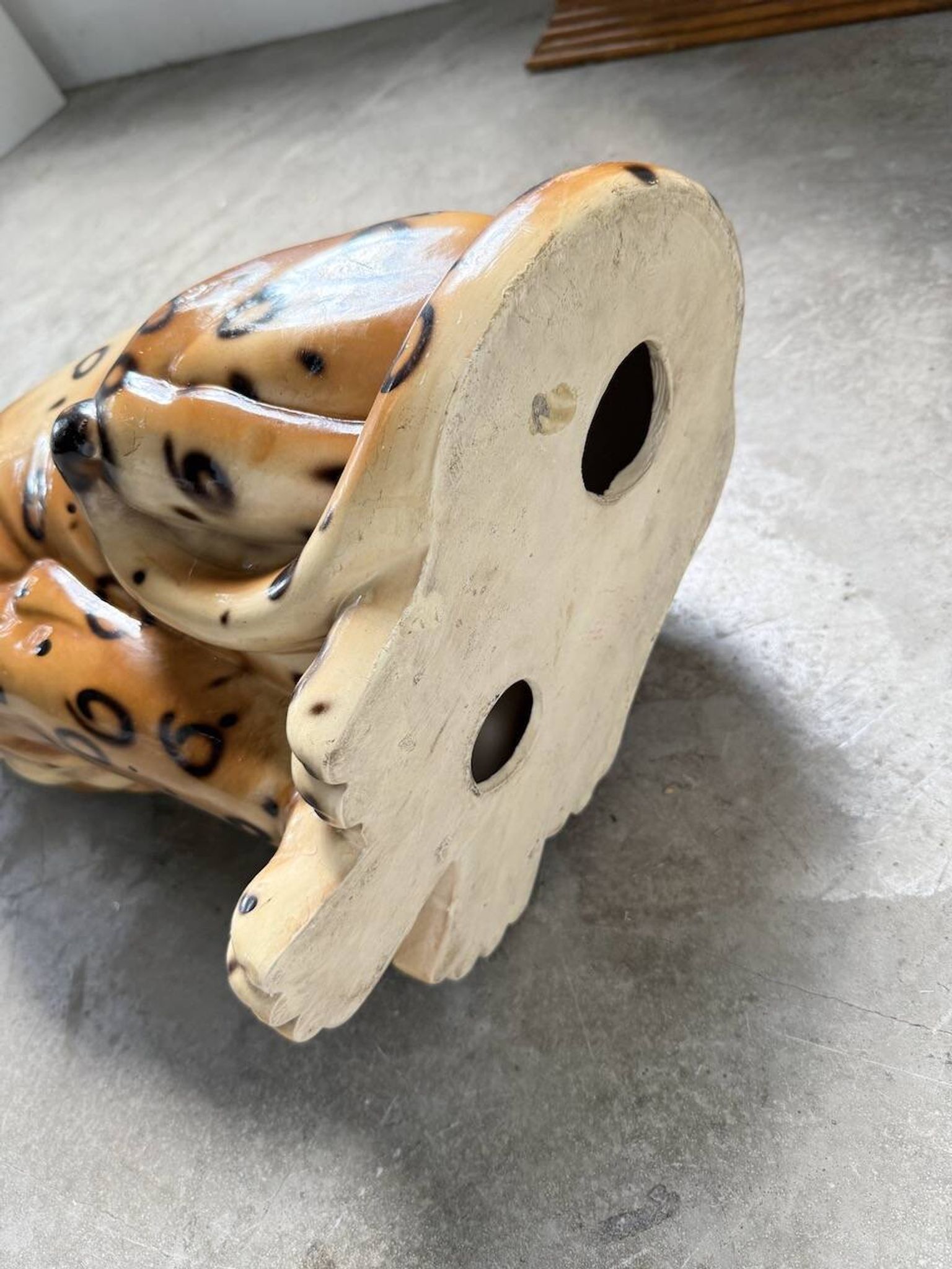 XL Italian ceramic leopard sculpture statue 1970