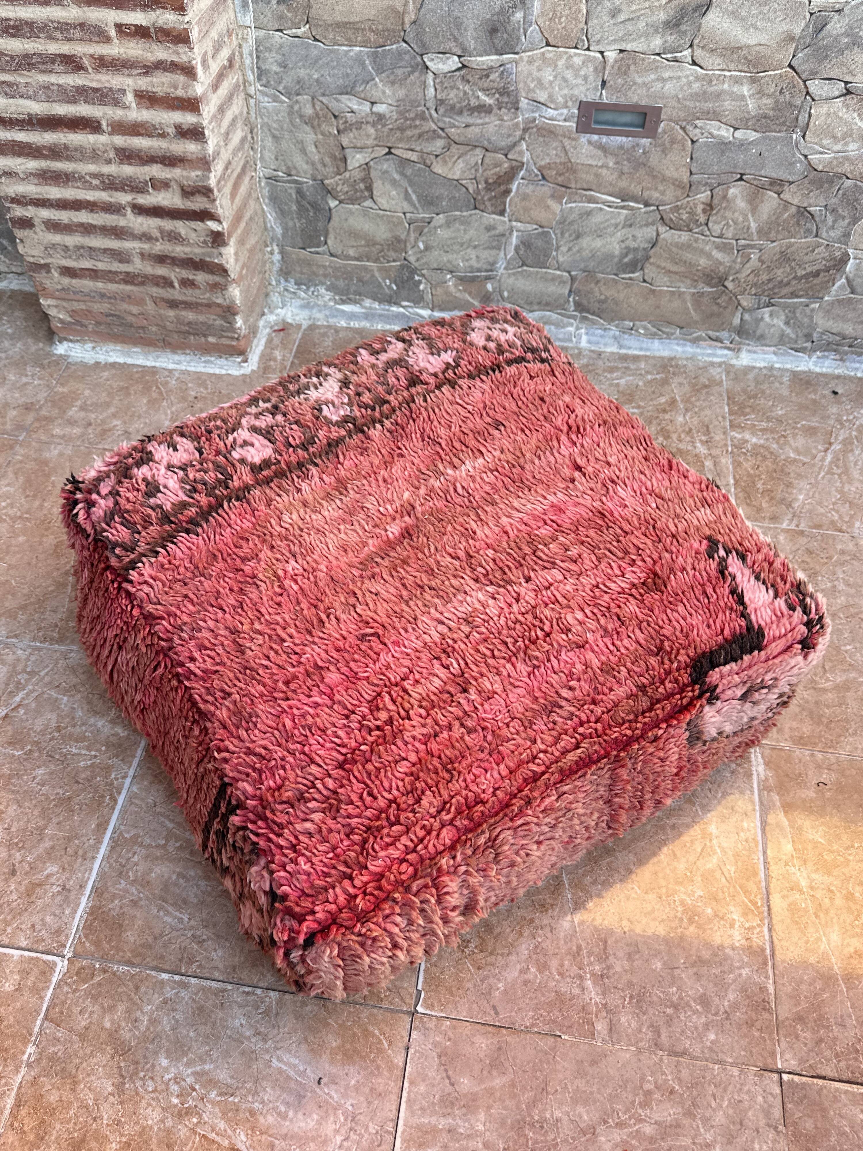 Handmade Berber Kilim pouf, floor cushion