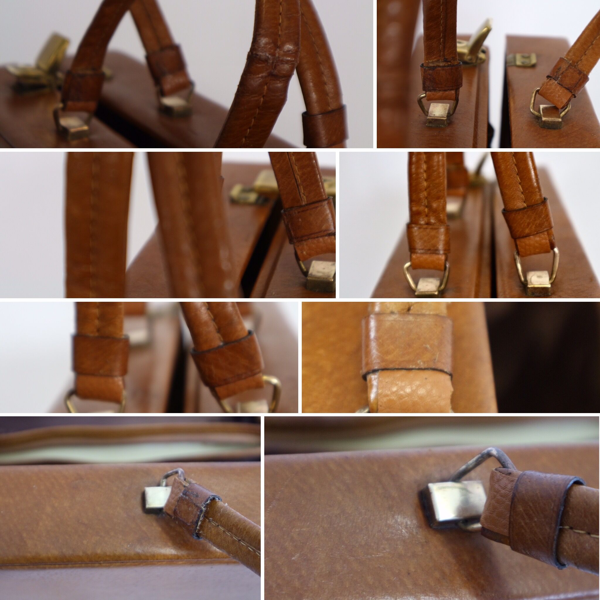 Set three vintage leather suitcases