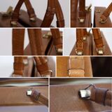 Set three vintage leather suitcases