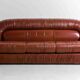 Rare "Capriccio" sofa in scrunched leather by Eurosalotto, 1970s