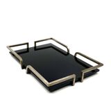 Hollywood regency black glass tray, France 1970s