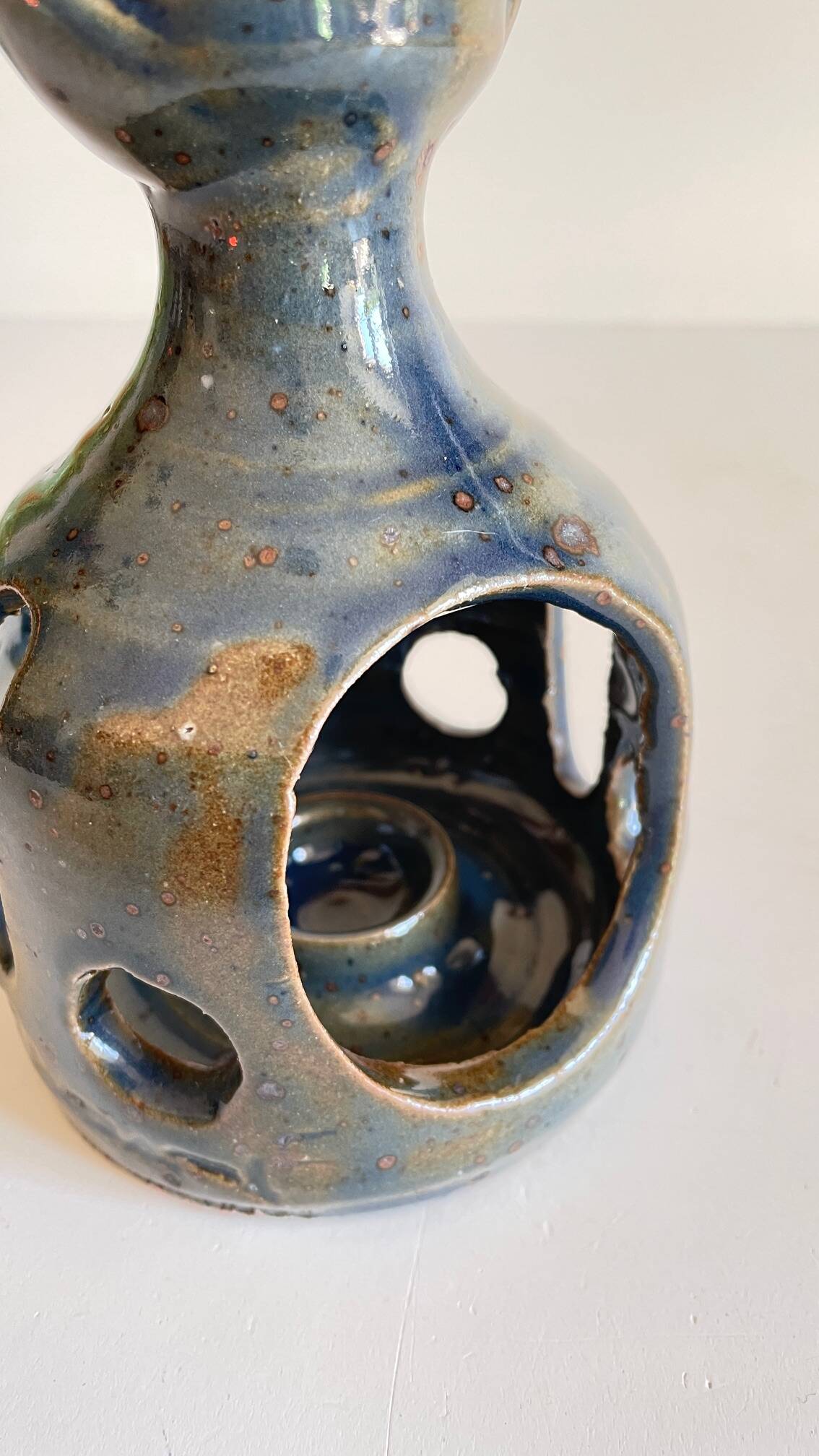 Vintage Handcrafted Stoneware Candle Holder