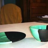 Vintage coffee cup in two-tone earthenware from Vallauris, Cerenne spirit.