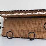 Coat rack 4 hooks in vintage rattan