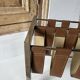 Vintage chrome steel and leather magazine rack – 1970s
