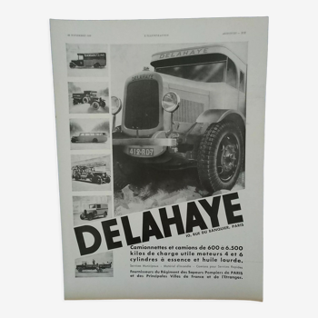 Publicité papier camion Delahaye  avec pub Samaritaine  issue revue année 1931