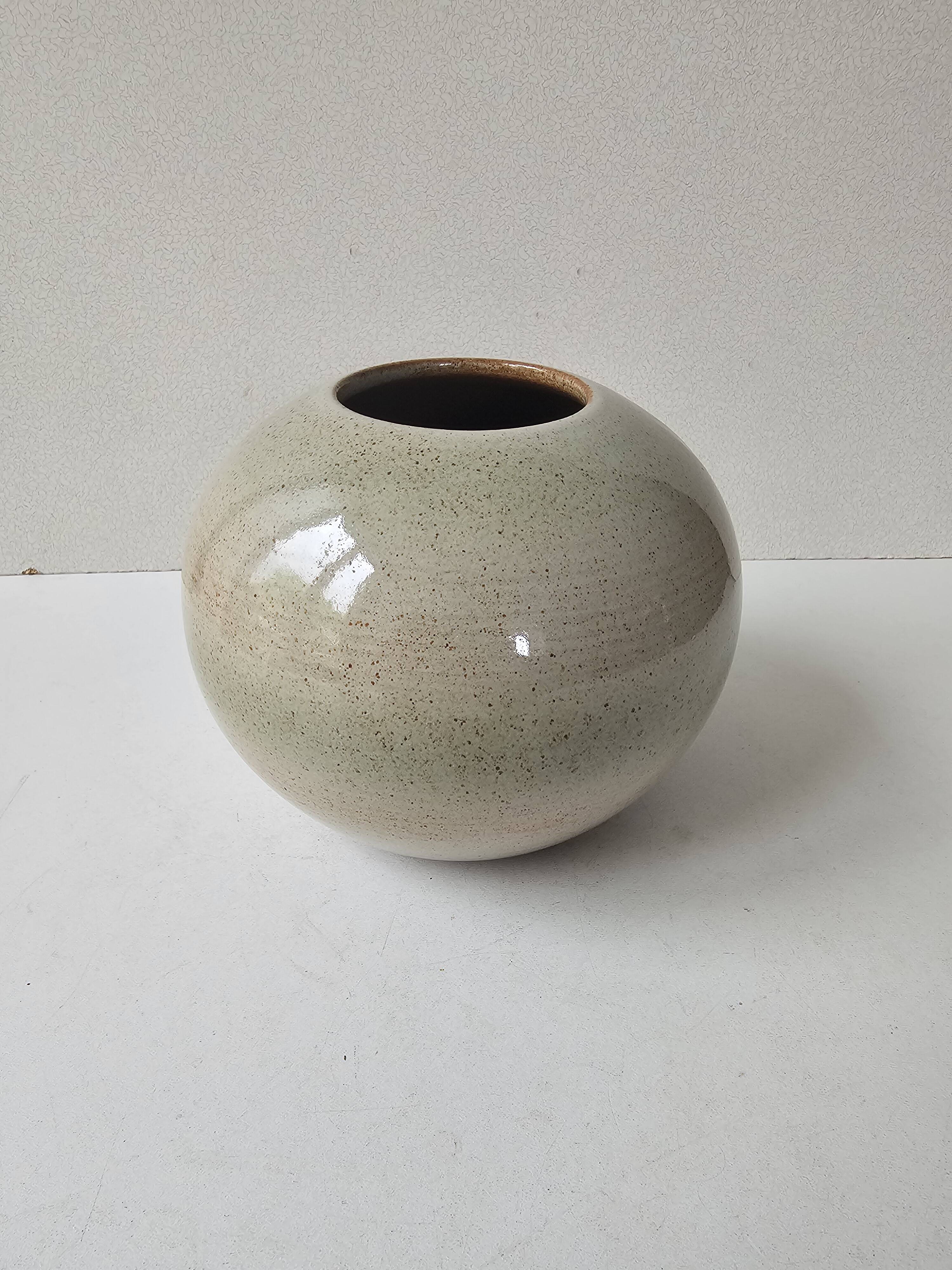Glazed ceramic round vase signed (Pictogram to be identified)