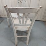 4 patinated white bistro chairs