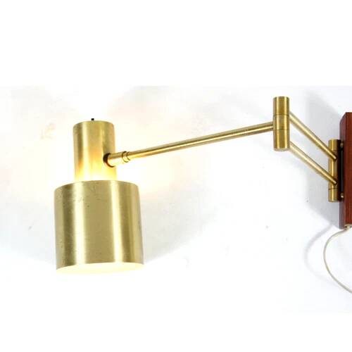 Retro Vintage Danish Jo Hammerborg Fog & Morup Brass Wall Lamp Light 60s 70s