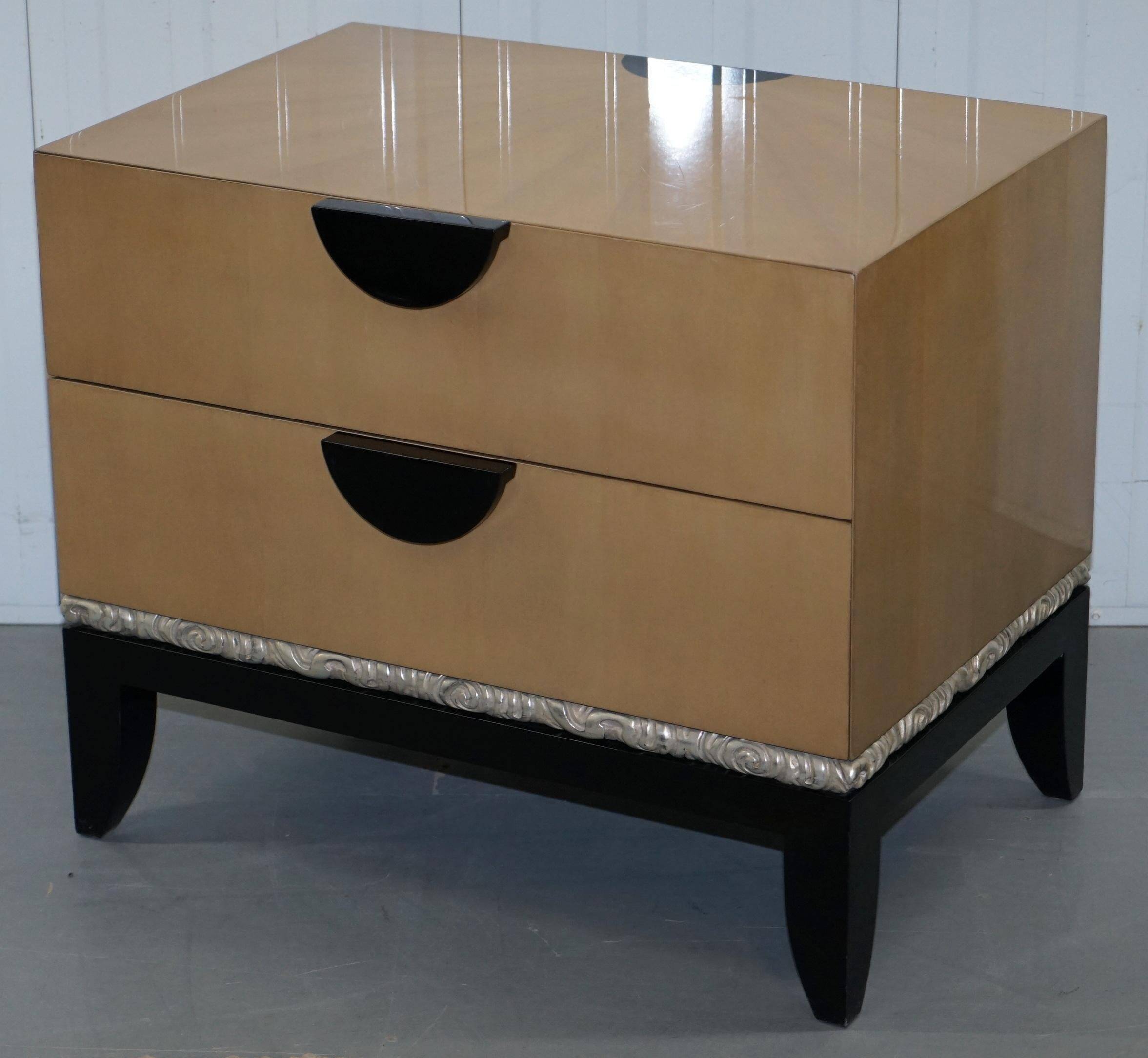 Cloud bedside tables by J Robert Scott with 14-carat gold veneer.