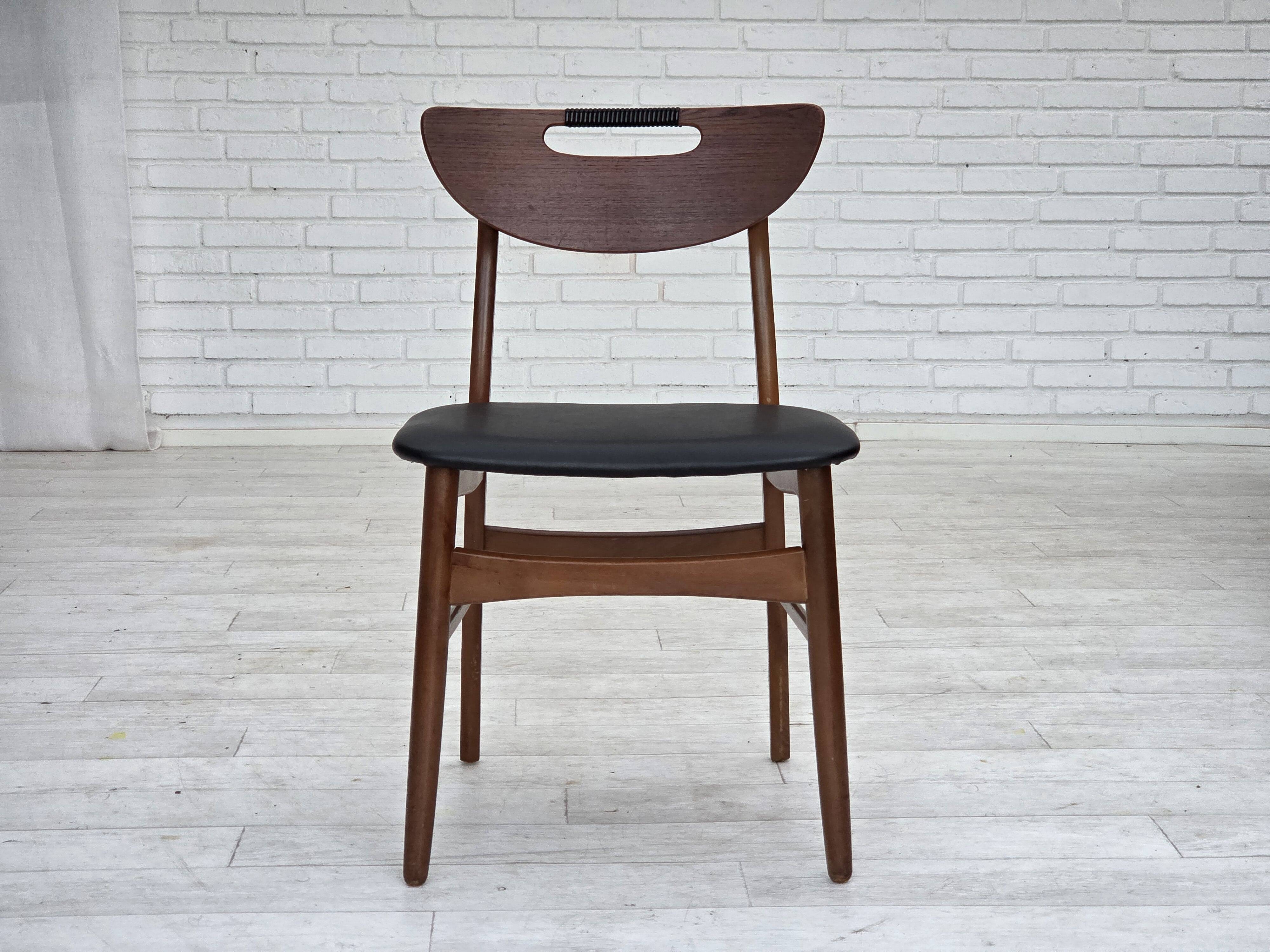 1960s, Danish design, set of 4 reupholstered dining chairs.