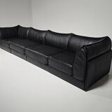 Canapé sectionnel "Pagode" 4 places en cuir noir De Sede DS-19, années 1970