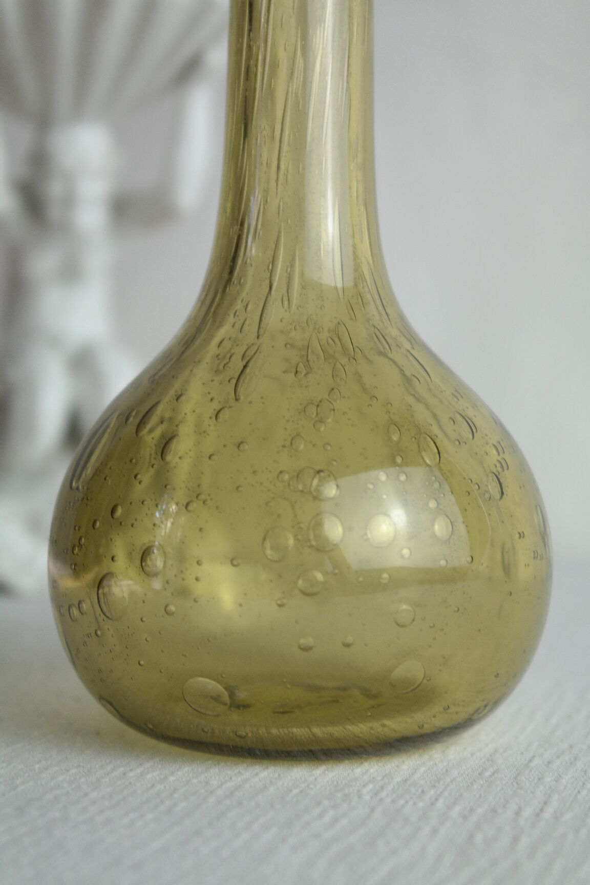 Pair of vintage biot bubbled blown glass soliflores