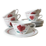 Badonviller retro mugs, red rose