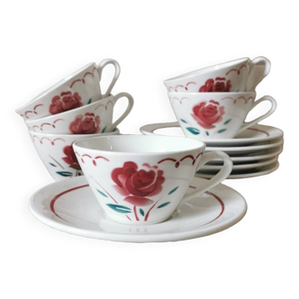 Badonviller retro mugs, red rose