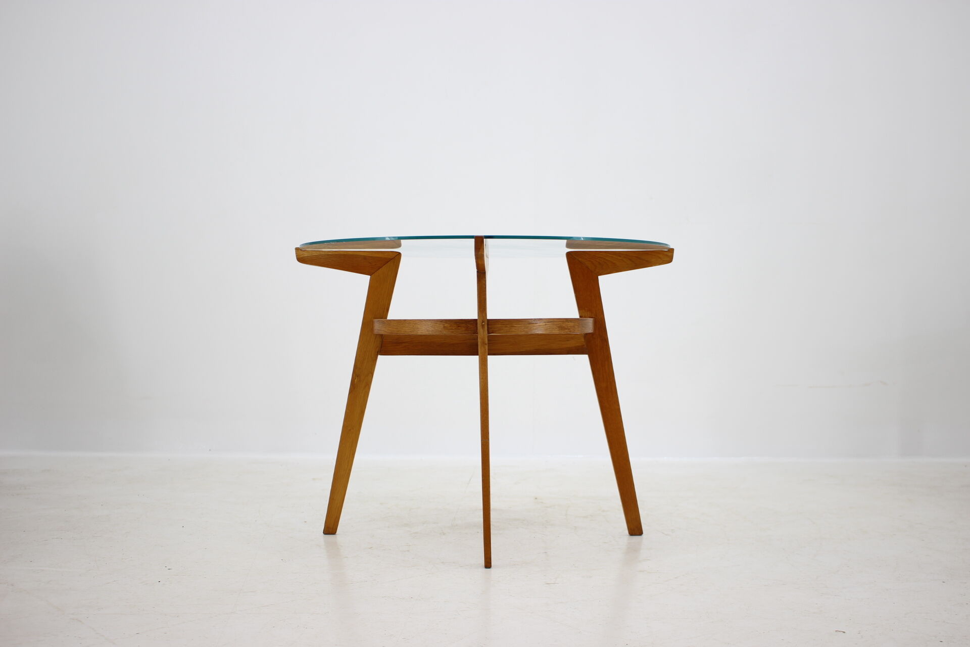 1960s Oak and Glass Coffee Table, Czechoslovakia