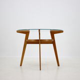 1960s Oak and Glass Coffee Table, Czechoslovakia