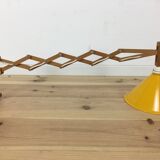 60s accordion sconce, pine, yellow metal reflector