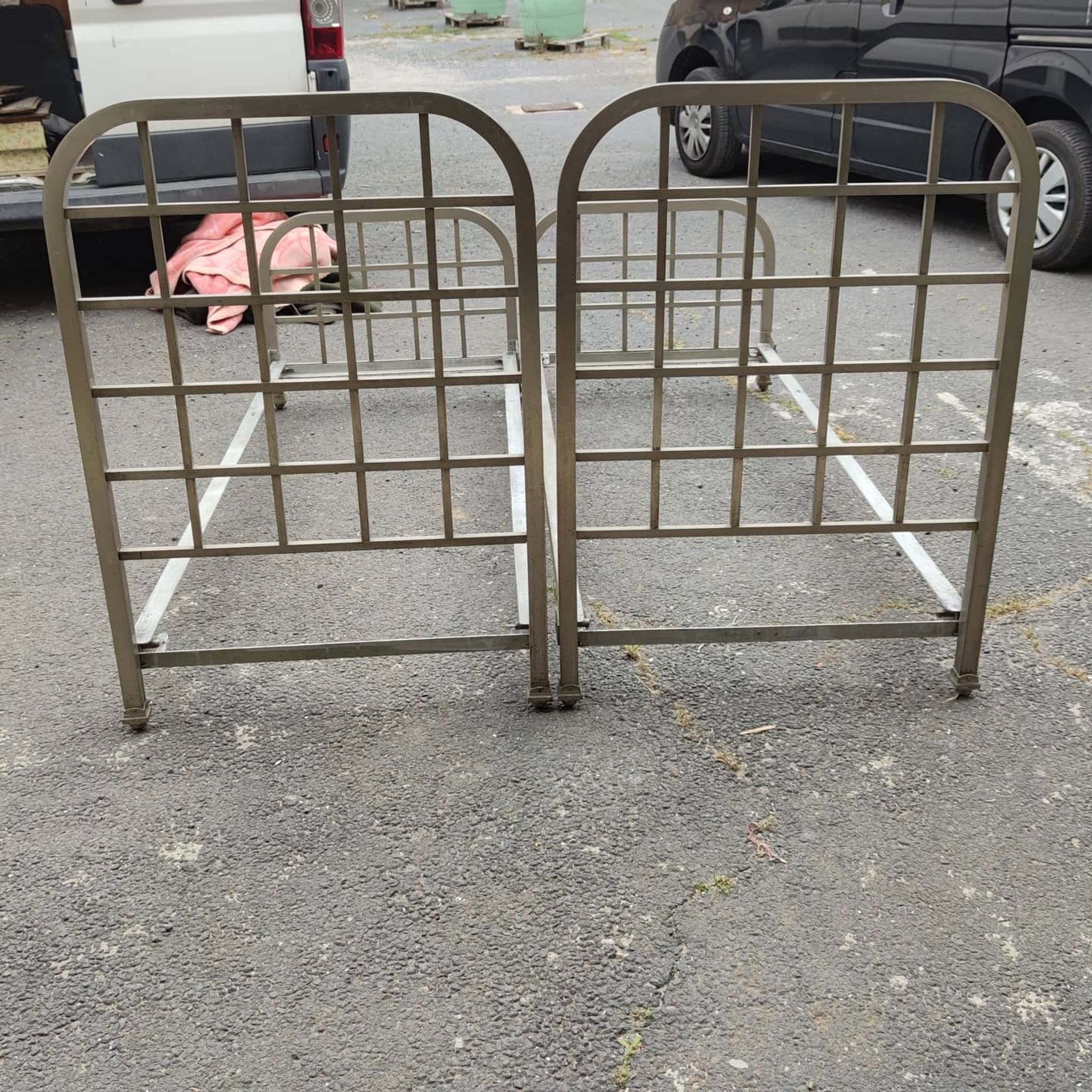 Pair of nickel-plated bronze beds circa 1920