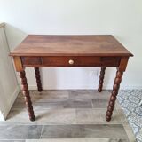 Bureau / Console / Table d'appoint en chêne à pieds bobine