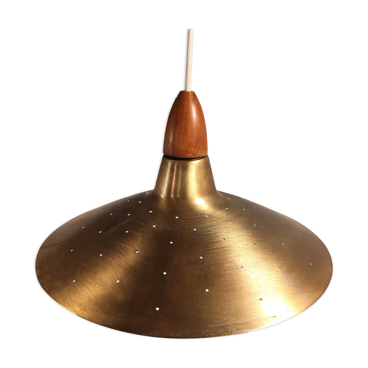 Brass and teak suspension