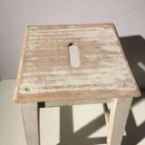 White patinated wooden workshop stool