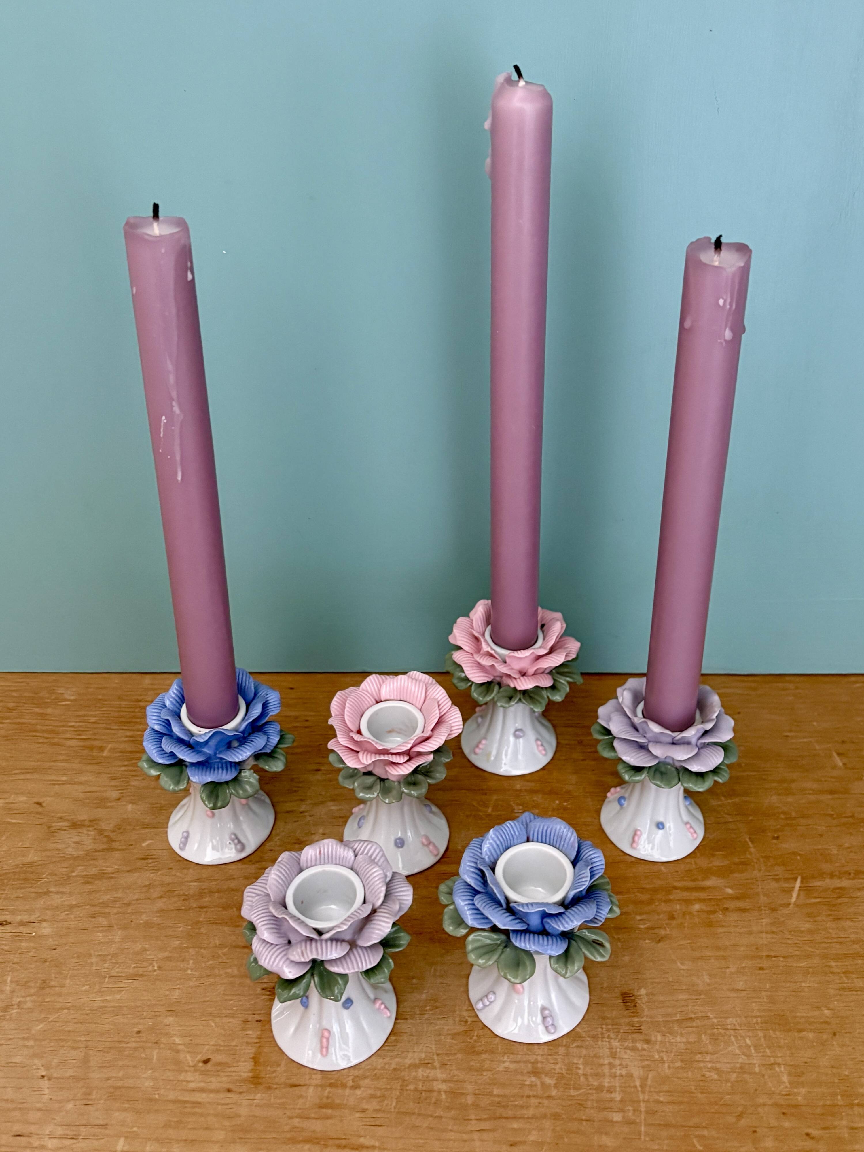 Set of 6 vintage ceramic candle holders