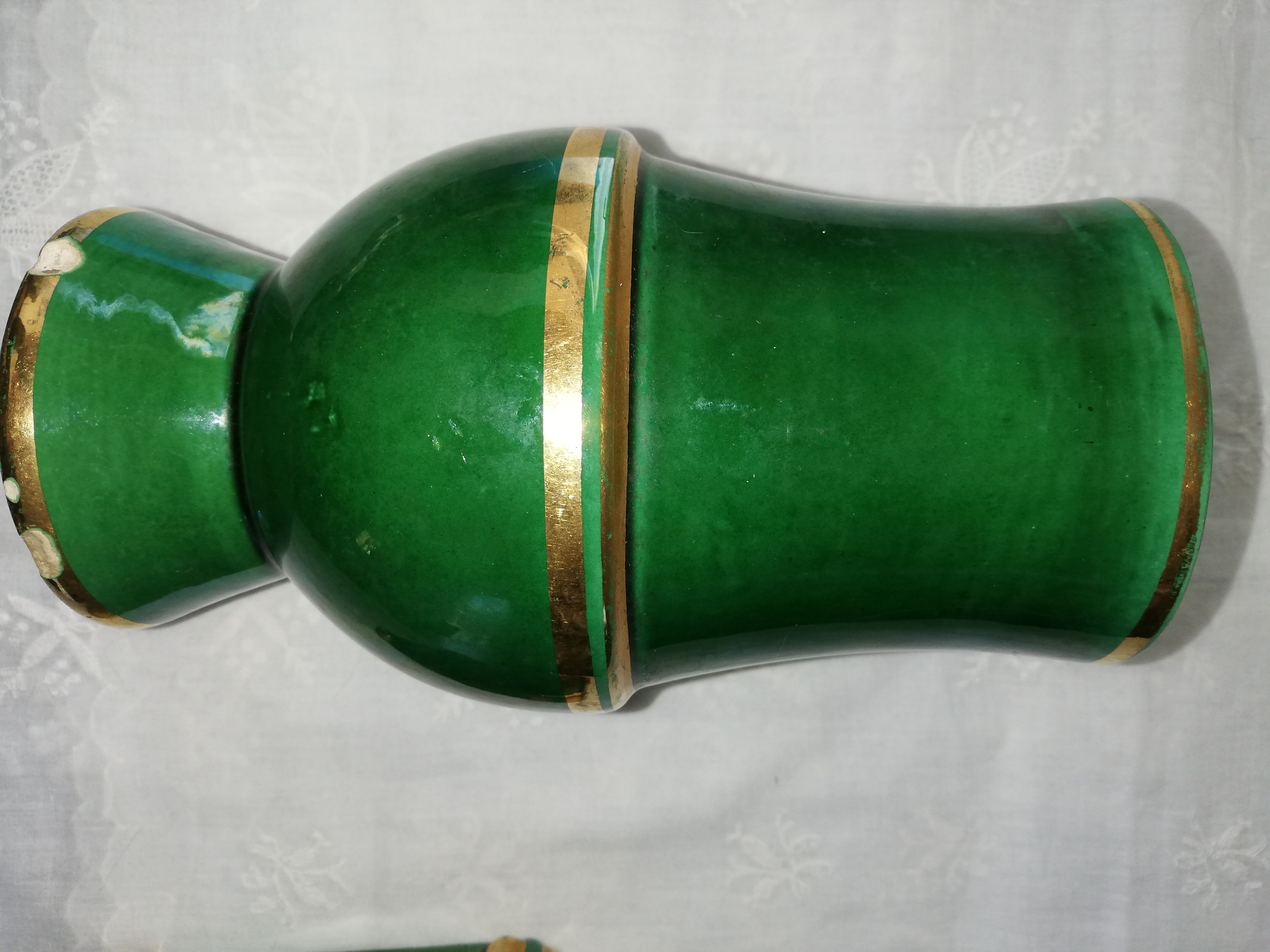 Vase et vide poche St Clément vert & or