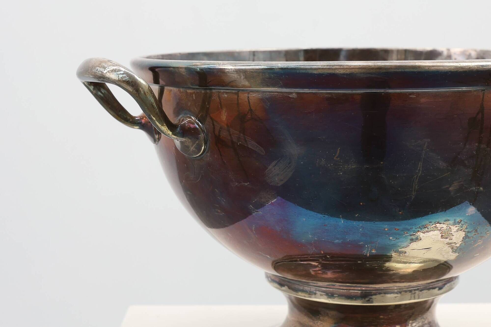 Art deco Silverplated champagne cooler with Patinated Surface, France 1920s