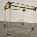 Vintage lucite and brass side tables, 1980s