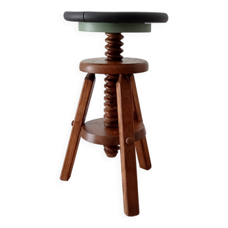 Vintage solid wood screw stool