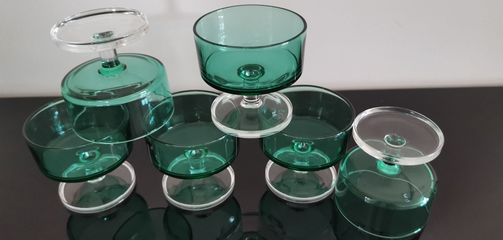 Set of 6 glasses of champagne Cavalier Luminarc vintage emerald green