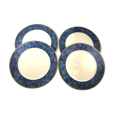 4 assiettes de présentation blanches et bleues Villeroy Boch grande assiette