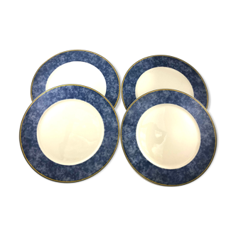 4 assiettes de présentation blanches et bleues Villeroy Boch grande assiette