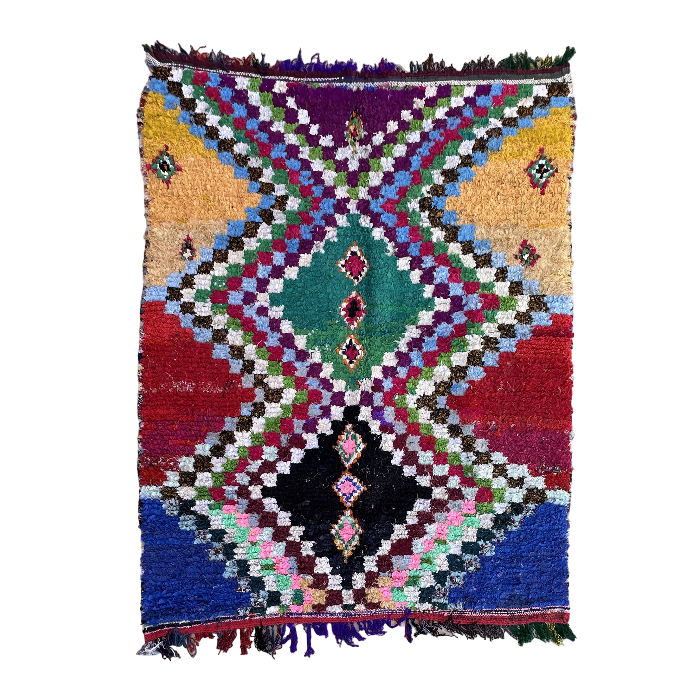Tapis Berbère Boucherouite coloré - 156 x 200 cm