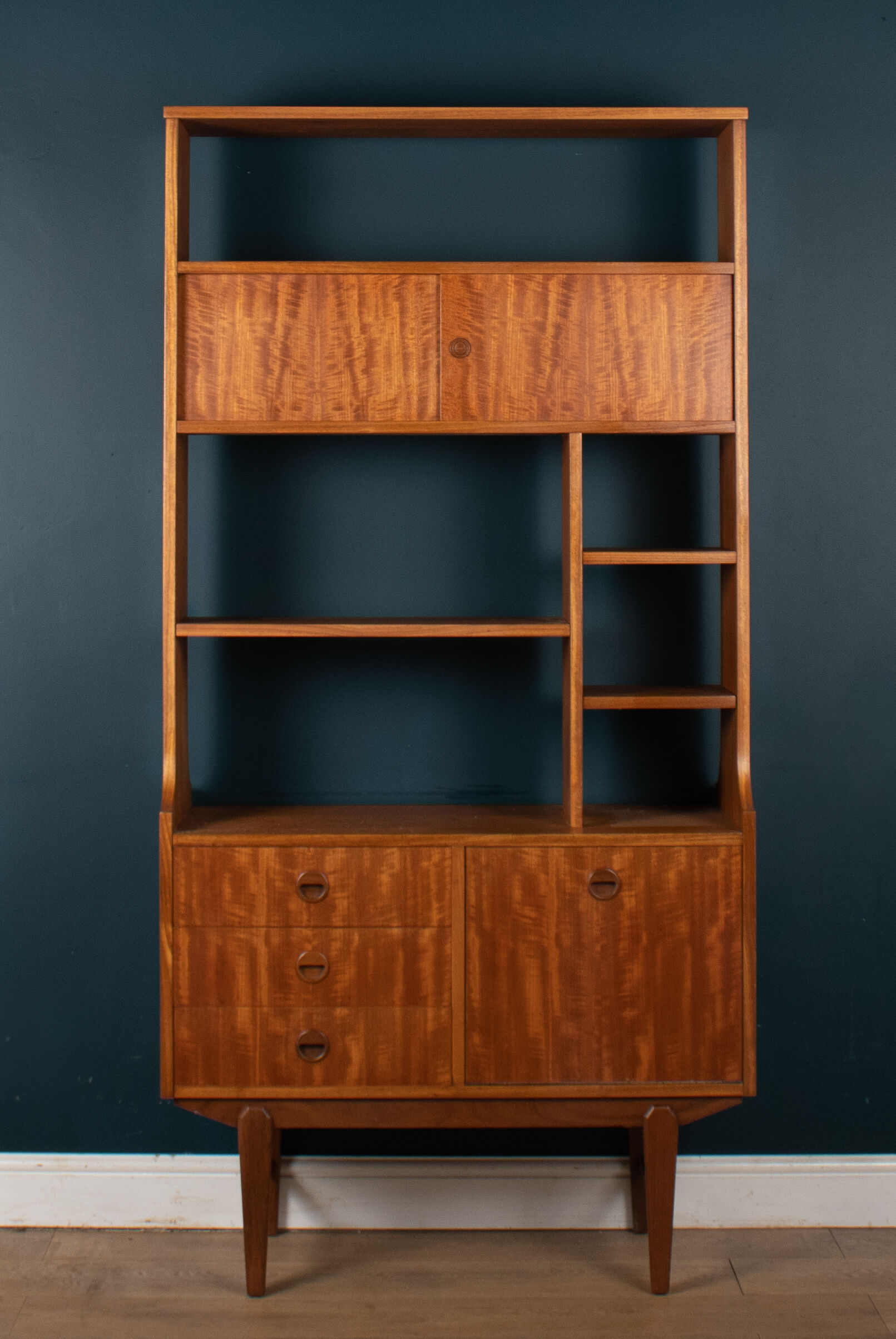 Retro Teak 1960s Two Sided Mid Century Room Divider Bookcase Shelving