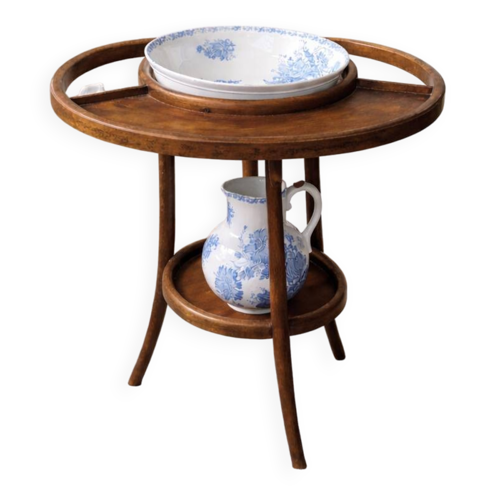 Antique washstand W. Baumann & Co with basin and jug – Earthenware