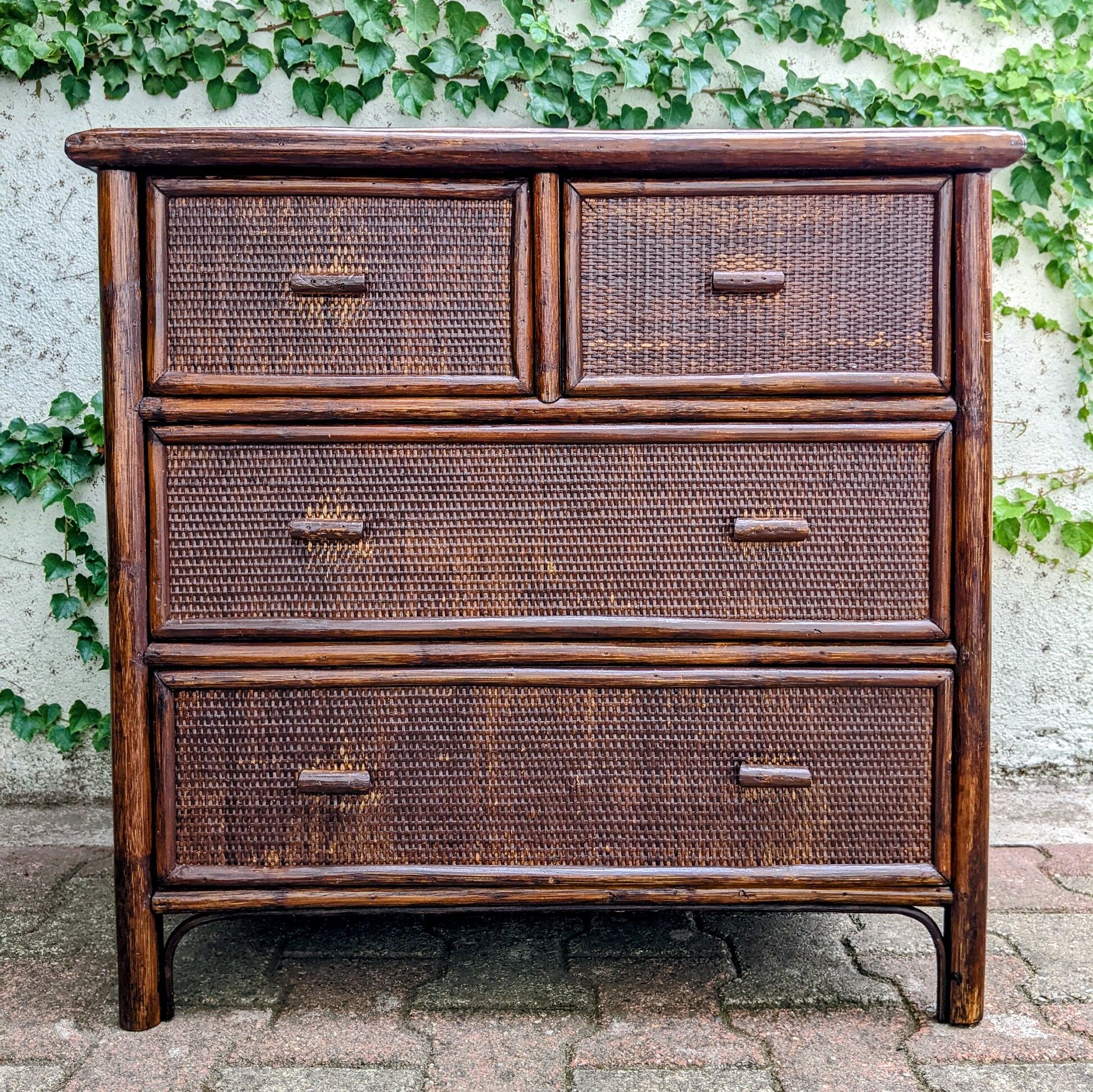 Vintage rattan chest of drawers