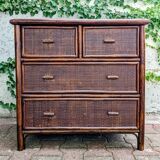 Vintage rattan chest of drawers